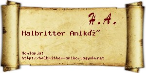 Halbritter Anikó névjegykártya